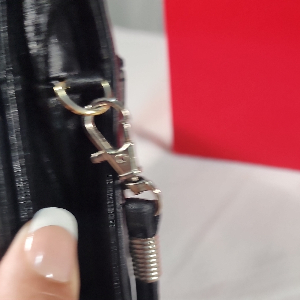 Buxton Black Vegan Leather Crossbody Bag/ Wristlet - Picture 8 of 13